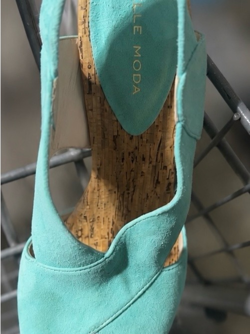 Pelle Moda Turquoise Suede Slingback Wedge